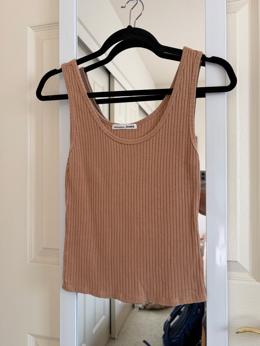 Reformation Ribbed Tank Top Tan XS